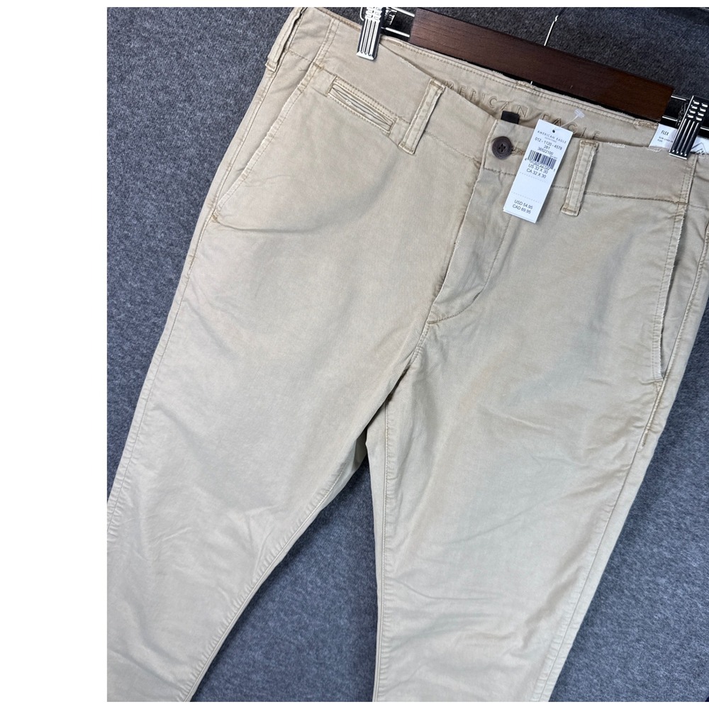 NWT American Eagle Slim Lived-In Khakis Flex Tan Chino Pants Mens 32x28 Career‎